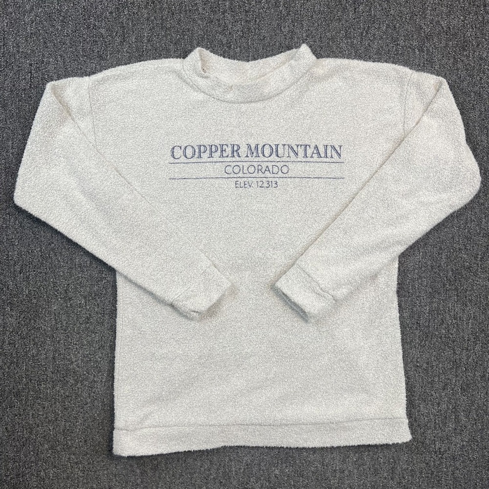 Woolly Threads Vintage Copper Mountain Colorado Pullover Large Gray Boucle Knit